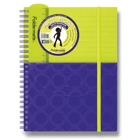Spiralnotizbuch mit FolderMate Plus Tasche gelb/lila